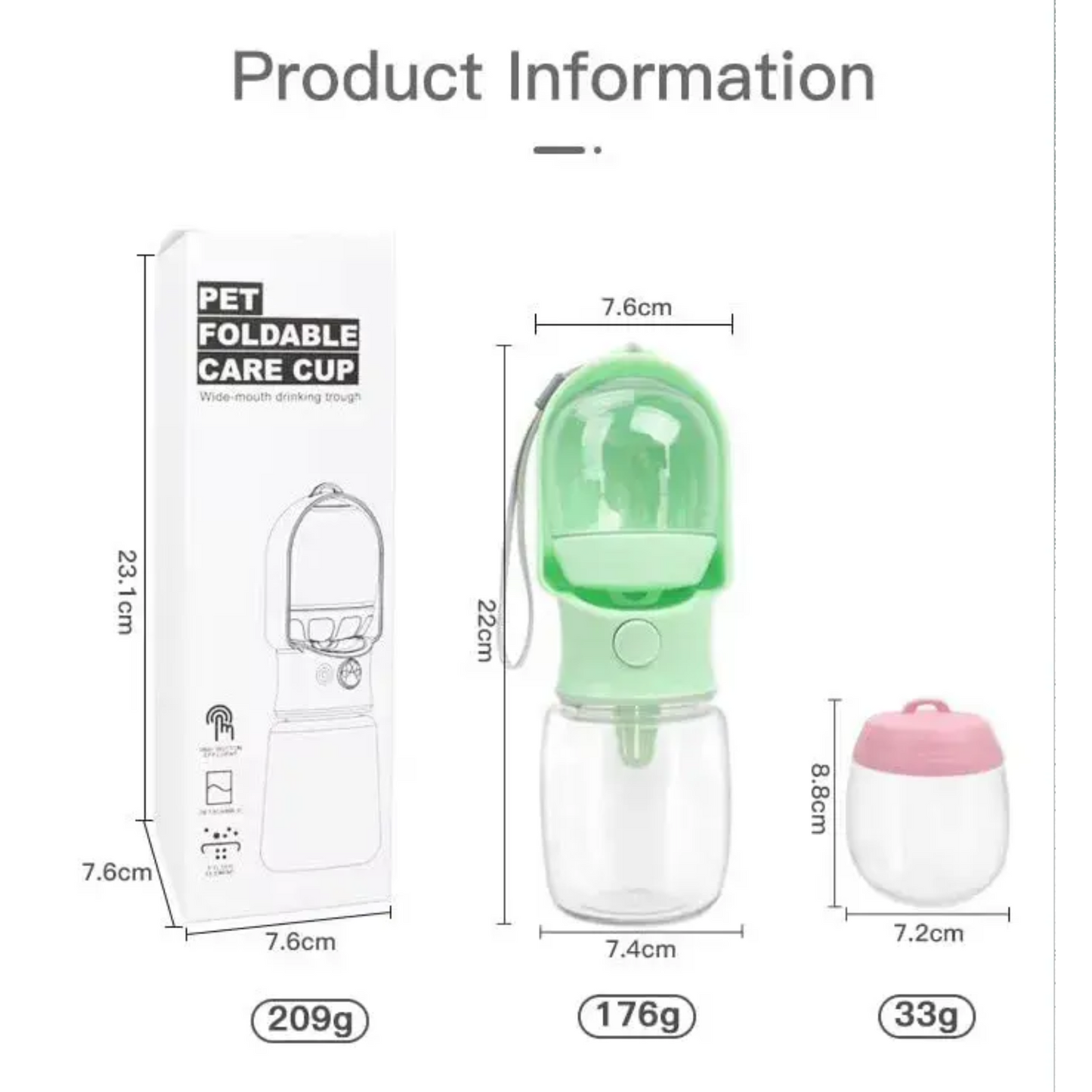 Botella dispensadora de agua y comida