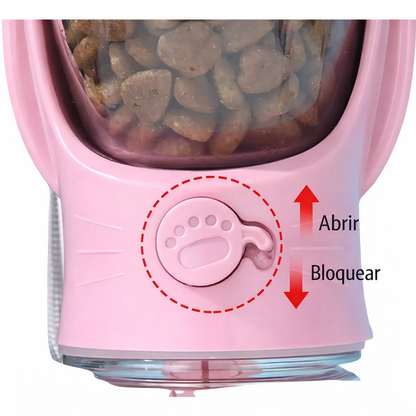 Botella dispensadora de agua y comida