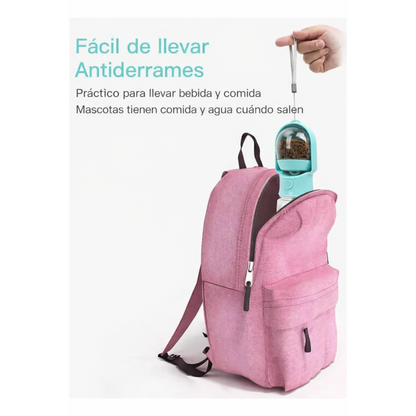 Botella dispensadora de agua y comida